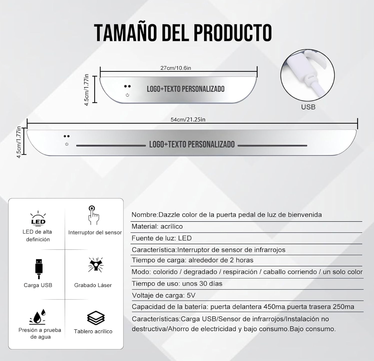 Luz LED Personalizada para Puerta de Coche